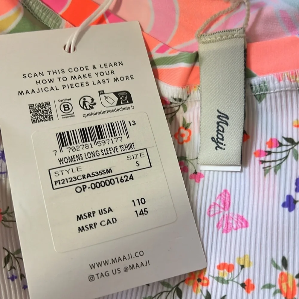 NWT Maaji Wome's Rashguard Long Sleeves Floral Size Small